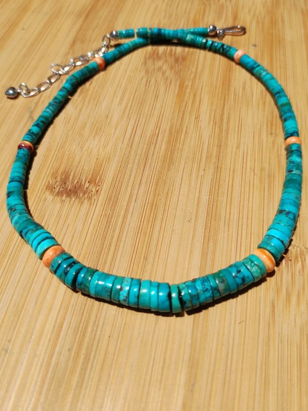 Jay King DTR Turquoise and spiny oyster necklace 925 Sterling Silver Southwester - Picture 6 of 12